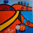 Produto #1  painel óleo sobre tela com aplique 20x20 nao precisa de moldura (joaninha) 